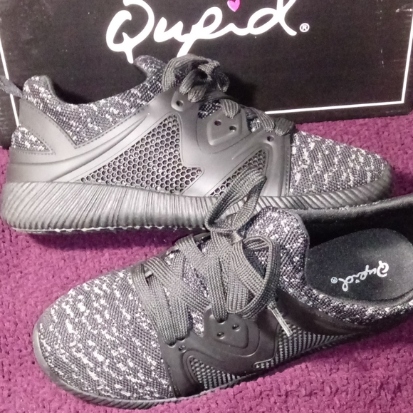 Qupid Knit Lace up Black sneakers - Picture 6 of 9